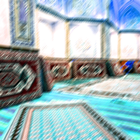 blur in iran  kashan  islamic hammam carpet and fountain for the relaxの写真素材