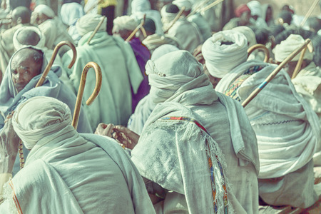 ETHIOPIA,LALIBELA-CIRCA  JANUARY 2018--unidentified people in crowd of  the genna celebration
のeditorial素材
