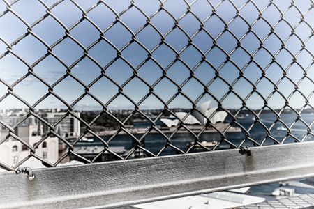 in  australia  sydney from the grate of bridge the office  and the skyline of the city