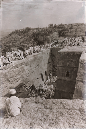 ETHIOPIA,LALIBELA-CIRCA  JANUARY 2018--unidentified people in crowd of  the genna celebration and...
