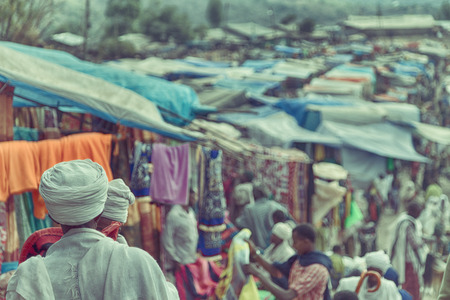 ETHIOPIA,LALIBELA-CIRCA  JANUARY 2018--unidentified people in the market during the genna celebration
のeditorial素材