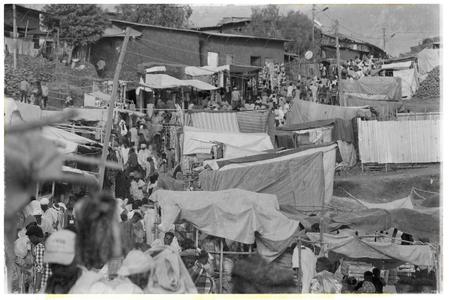 ETHIOPIA,LALIBELA-CIRCA  JANUARY 2018--unidentified people in the market during the genna celebrationのeditorial素材