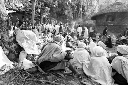 ETHIOPIA,LALIBELA-CIRCA  JANUARY 2018--unidentified people in crowd of  the genna celebration
のeditorial素材