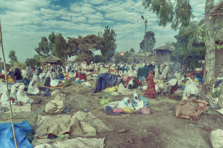 ETHIOPIA,LALIBELA-CIRCA  JANUARY 2018--unidentified people in crowd of  the genna celebration
のeditorial素材
