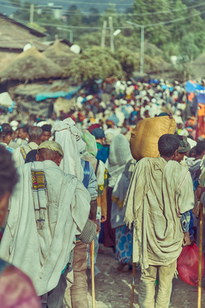 ETHIOPIA,LALIBELA-CIRCA  JANUARY 2018--unidentified people in crowd of  the genna celebration
のeditorial素材