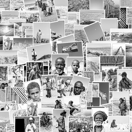 ETHIOPIA,DANAKIL-CIRCA  JANUARY 2018--unidentified  people drom my own images in a patchword
