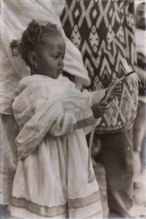 ETHIOPIA,LALIBELA-CIRCA  JANUARY 2018--unidentified   young girl in  the genna celebrationのeditorial素材
