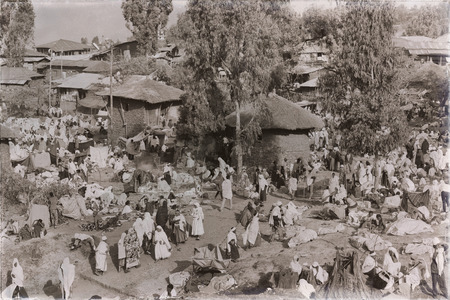 ETHIOPIA,LALIBELA-CIRCA  JANUARY 2018--unidentified people in crowd of  the genna celebration