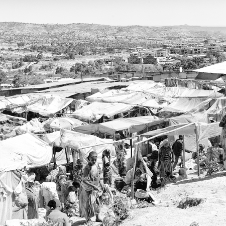 ETHIOPIA,LALIBELA-CIRCA JANUARY 2018--unidentified people in crowd of the marketのeditorial素材