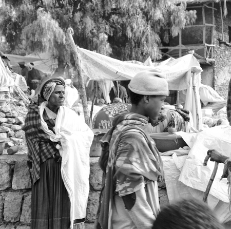 ETHIOPIA,LALIBELA-CIRCA  JANUARY 2018--unidentified people in crowd of  the genna celebrationのeditorial素材