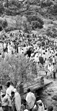 ETHIOPIA,LALIBELA-CIRCA  JANUARY 2018--unidentified people in crowd of  the genna celebrationのeditorial素材