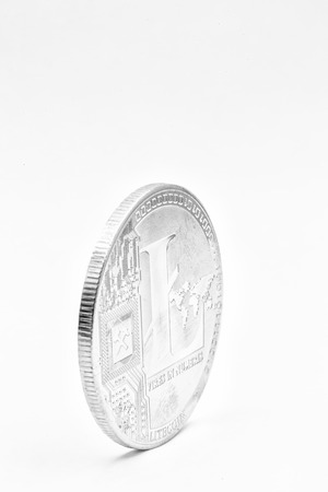 in the white background and copy space the coin of litecoin like concept of  future and investmentの写真素材