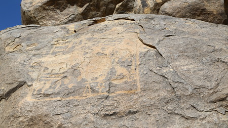 in africa sudan sebu  the antique hieroglyphics of the black pharaohs in the rock near the nileの写真素材