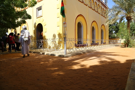 SUDAN, KHARTUM-CIRCA DECEMBER 2018--unidentified people near the mosqueのeditorial素材