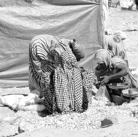 ETHIOPIA,LALIBELA-CIRCA JANUARY 2018--unidentified people in crowd of the marketのeditorial素材