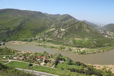 in georgia svetitskhoveli  the old village protect by unnesco near the river and mountain and the...