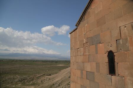 in armenia khor virap the old monastery medieval architecture near the mountain and the ararat