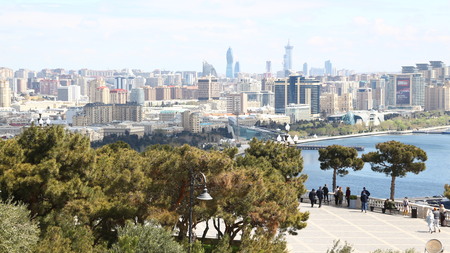 AZERBAIJAN, BAKU-CIRCA MAY 2019--unidentified people near the center of cityのeditorial素材