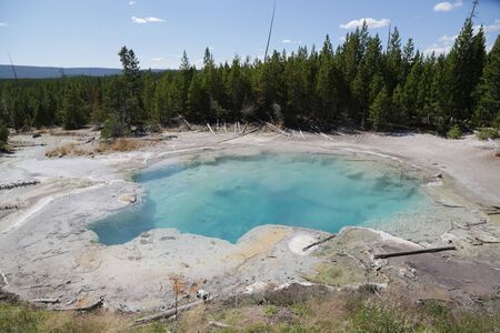 in USA inside the yellowstone national park the brauty of amazing nature tourist destinationの写真素材
