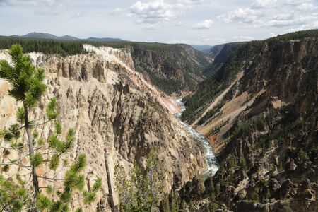 in USA inside the yellowstone national park the brauty of amazing nature tourist destinationの写真素材