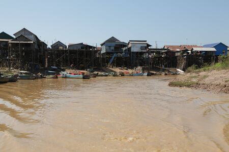 in cambodia tonle sap  the old buildings and historical site of building in the river  amazing tourist destination
の写真素材