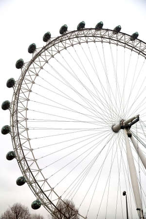london eye in the spring sky and white cloudsのeditorial素材