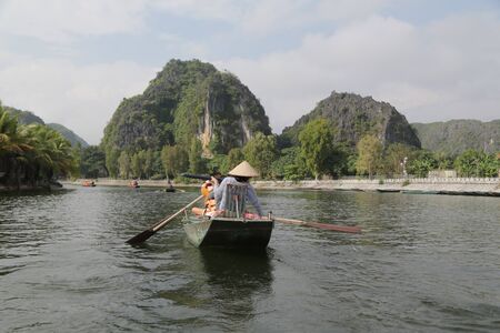 VIETNAM, HALONG BAY-CIRCA JANUARY 2020--unidentified people in the boat
の写真素材