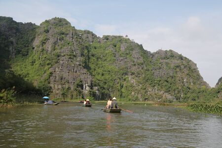 VIETNAM, HALONG BAY-CIRCA JANUARY 2020--unidentified people in the boat
の写真素材