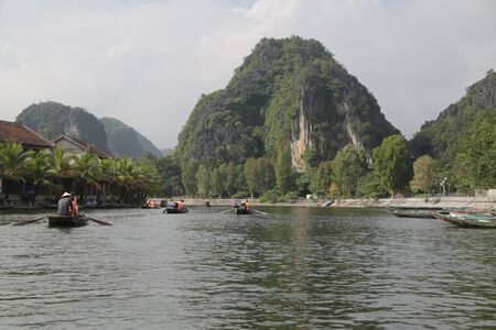 VIETNAM, HALONG BAY-CIRCA JANUARY 2020--unidentified people in the boat
の写真素材