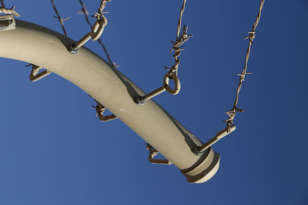 razor wire in the antique kingdom of saudi arabiaの写真素材