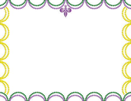 Mardi Gras beads border purple, green, and gold.のイラスト素材