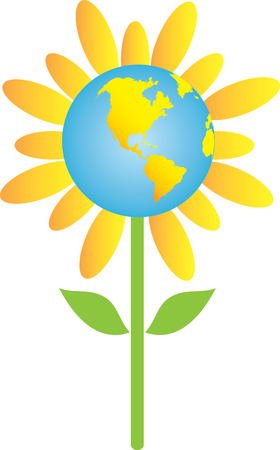 Earth Growing in Center of Flowerのイラスト素材