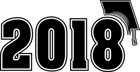 Black and White 2018 with Graduation Cap