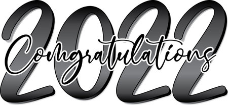 Congratulations 2022 Script Black and Whiteのイラスト素材