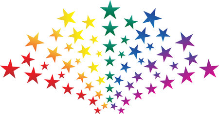 Colorful Radial Star Graphic Starburst Creative Rainbow Shadesのイラスト素材