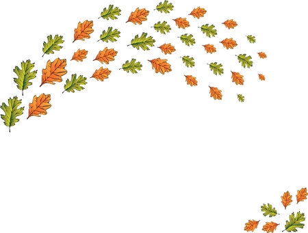 Fall leaves flying around paper as a borderのイラスト素材