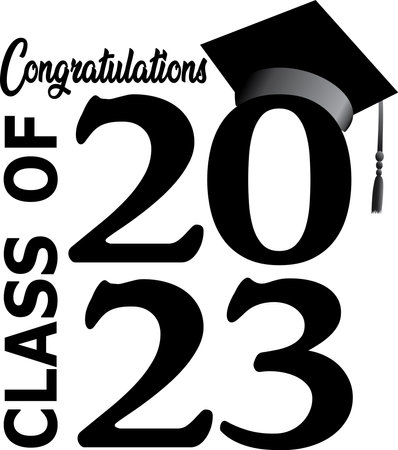 Congratulations Class of 2023 Script Black and Whiteのイラスト素材