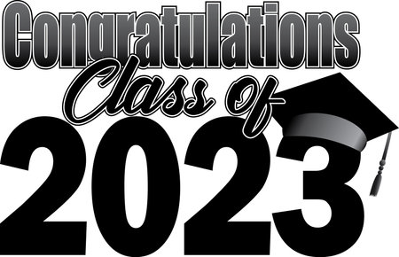 Congratulations Class of 2023 Graphic Logo Black and Whiteのイラスト素材
