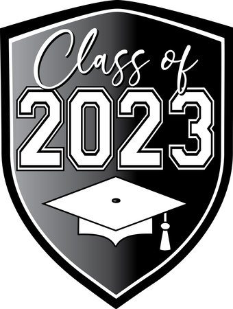 Class of 2023 Shield Logo Black and White Crestのイラスト素材