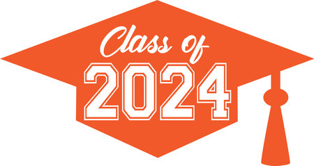 class of 2024 orange graduation Capのイラスト素材