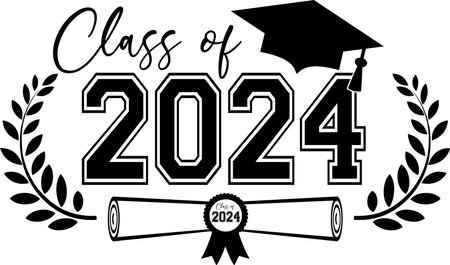 Class of 2024 Emblem with diploma and cap designed with scholar grain for prosperityのイラスト素材