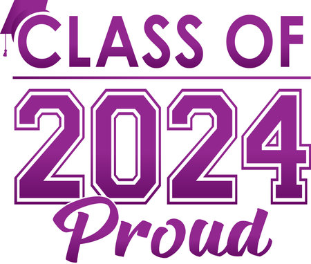 Purple Class of 2024 PROUD with Graduation Capのイラスト素材