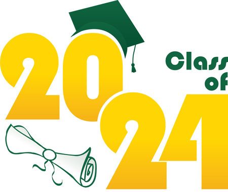 gold Class of 2024 with diploma and hat stackedのイラスト素材
