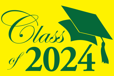 Class of 2024Green and Goldのイラスト素材