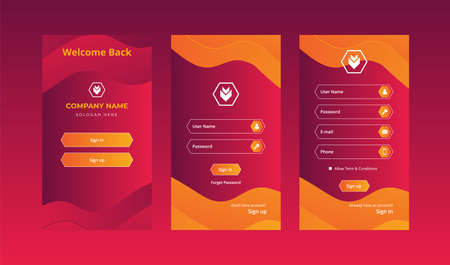Sign in & Sign up screens ui kit for Mobile App Templateのイラスト素材