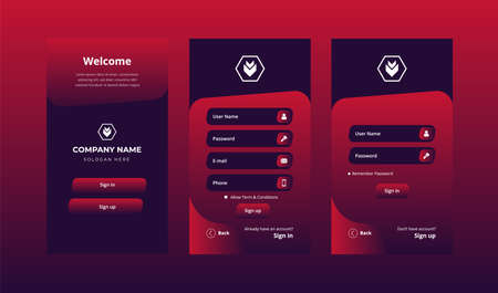Sign in & Sign up screens ui kit for Mobile App Templateのイラスト素材