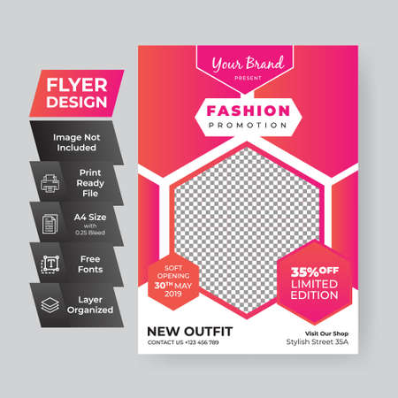 Fashion Flyer Template Design Brochure, Annual Report, Magazine, Poster, Corporate, Flyer, layout modern size A4 Template, Easy to use and edit.のイラスト素材