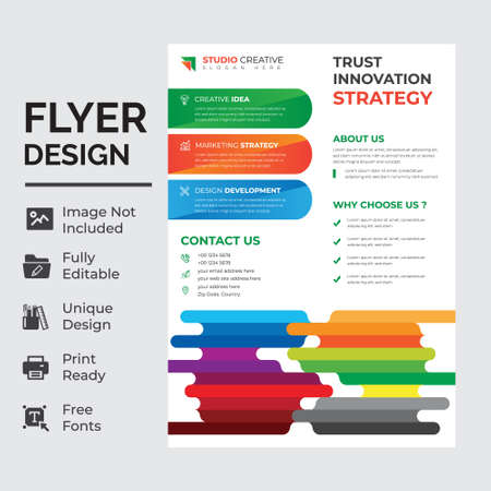 Corporate Flyer Template Design Brochure, Annual Report, Magazine, Poster, Corporate, Flyer, layout modern size A4 Template, Easy to use and edit.のイラスト素材
