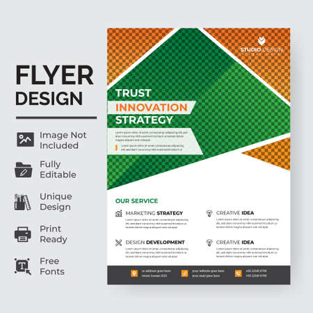 Corporate Flyer Template Design Brochure, Annual Report, Magazine, Poster, Corporate, Flyer, layout modern size A4 Template, Easy to use and edit.のイラスト素材