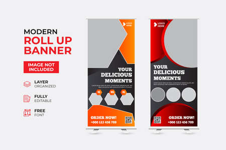 Modern & Creative Restaurant Fast Food Roll up Banner Templateのイラスト素材